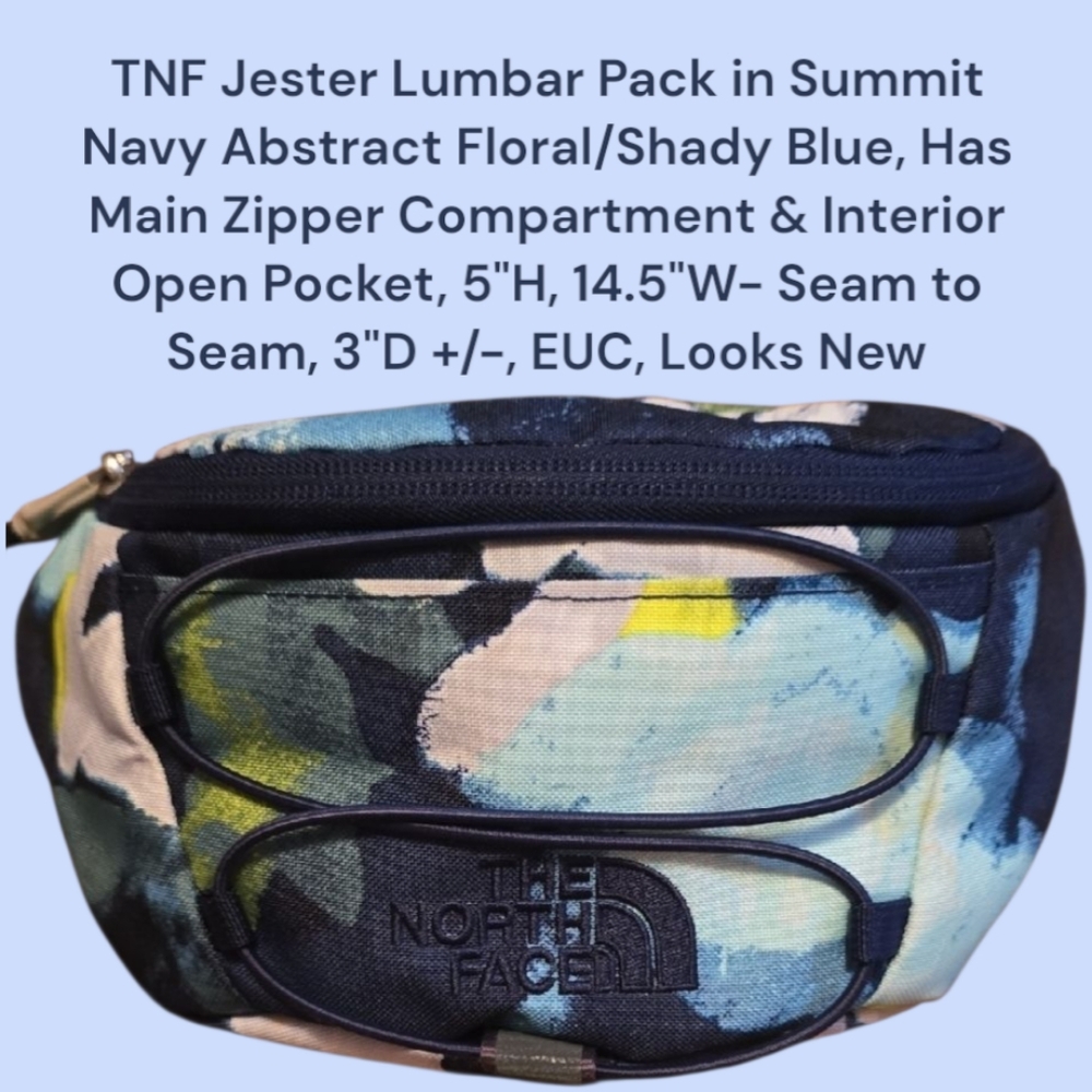 The North Face Jester Lumbar Pack Navy and Blue Floral Unisex Adjustable Strap